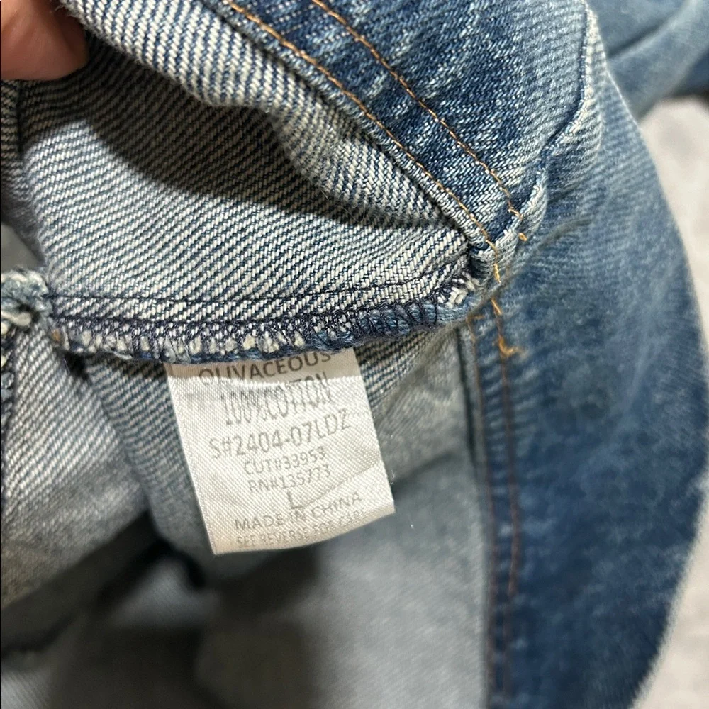 OLIVACEOUS  WOMENS COLLARED  DENIM MINI DRESS SZ LG NEW - Picture 9 of 9